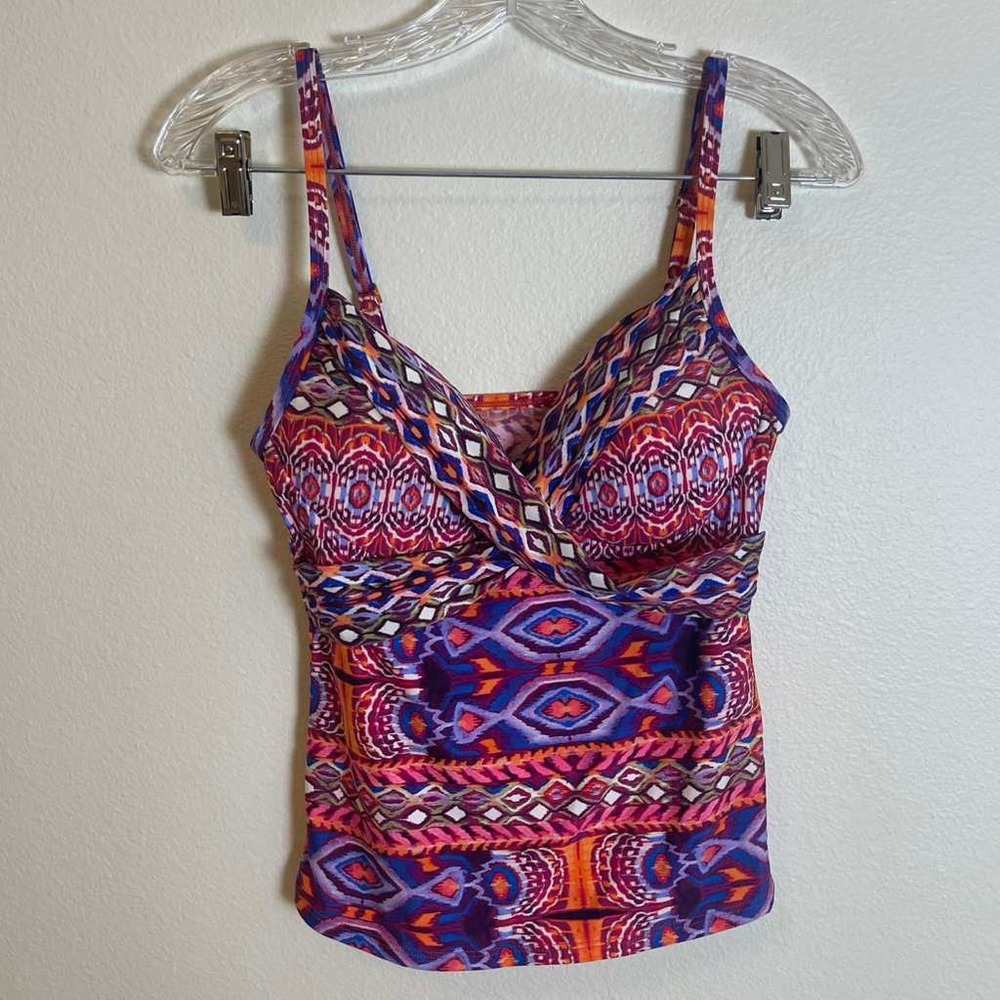 La Blanca Womens Geometric Tribal Tankini Swim Top 8 Beach Resort vacation